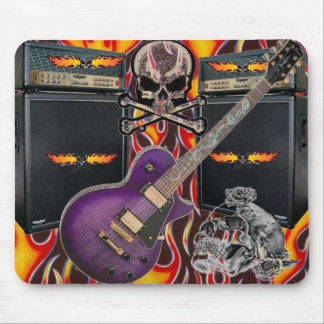 Mousepad Crânios flamejantes da guitarra roxa & ampère