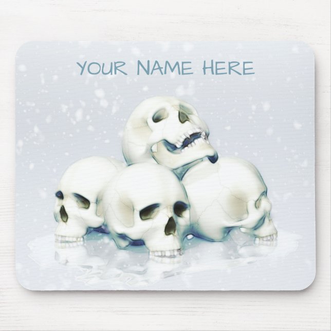Mousepad Crânios na neve. Personalizado (Frente)