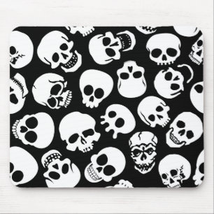 Mousepad Crânios no teste padrão preto do fundo