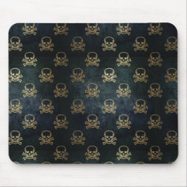 Mousepad Crânios Pretos e Dourados