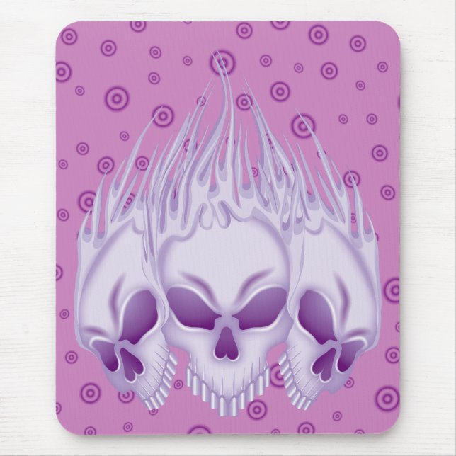 Mousepad Crânios roxos flamejantes (Frente)