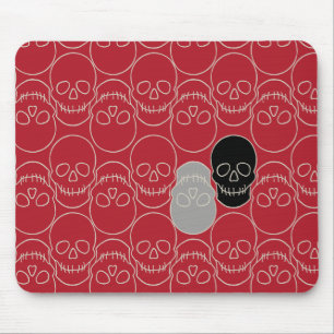 Mousepad Crânios - Vermelho e Branco Ósseo