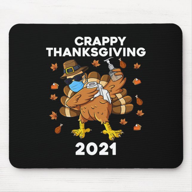 Mousepad Crappy Ação De Graças Dabbing Turkey Pilgrim Boys  (Frente)