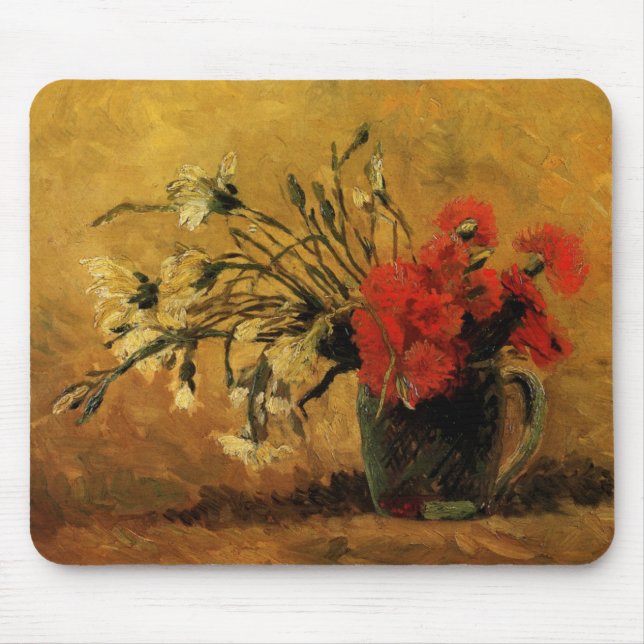 Mousepad Cravos Vermelhos e Brancos por Vincent van Gogh (Frente)