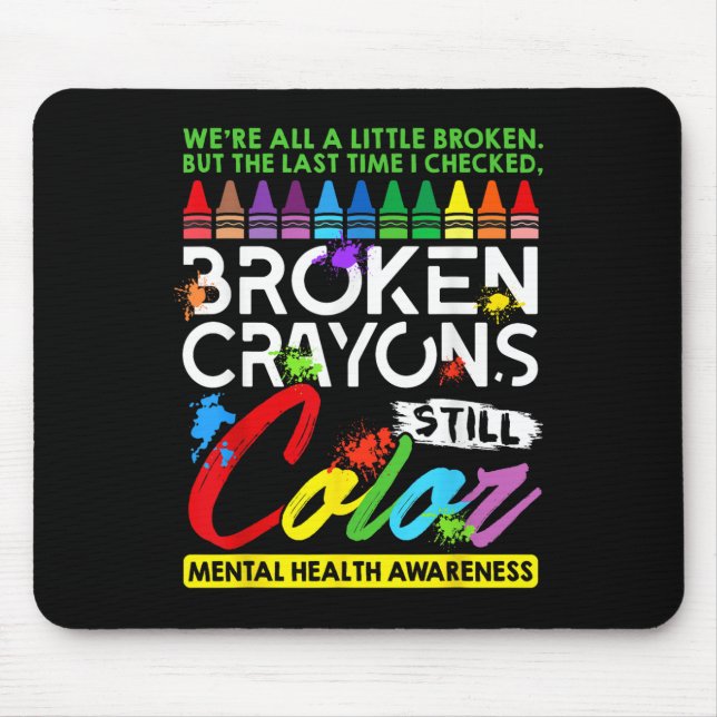Mousepad Crayons Partidos Ainda Coloridos Saúde Mental S Aw (Frente)