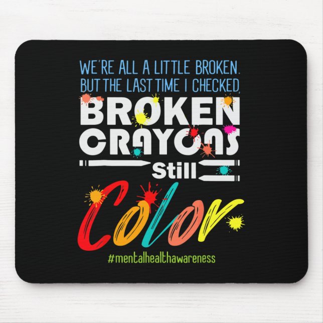 Mousepad Crayons Partidos Ainda Cores Sensibilização Para A (Frente)