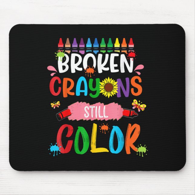 Mousepad Crayons Partidos Ainda Cores Sensibilização Para A (Frente)