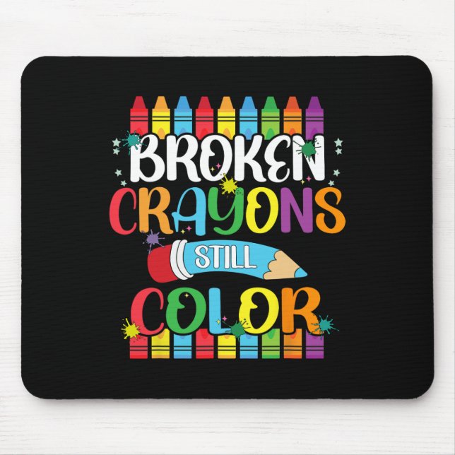 Mousepad Crayons Partidos Ainda Cores Sensibilização Para A (Frente)