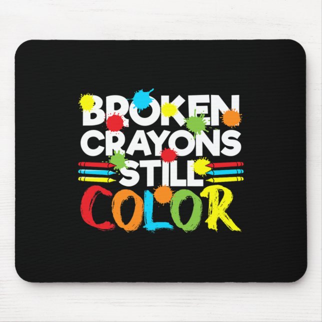 Mousepad Crayons Partidos Ainda Cores Sensibilização Para A (Frente)