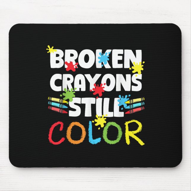 Mousepad Crayons Partidos Ainda Cores Sensibilização Para A (Frente)