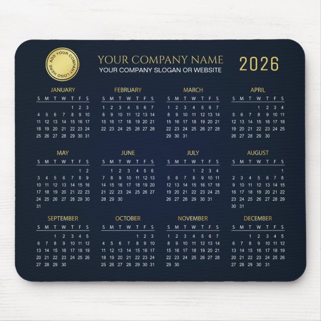 Mousepad Create Your Own 2026 Company Calendar |  (Frente)