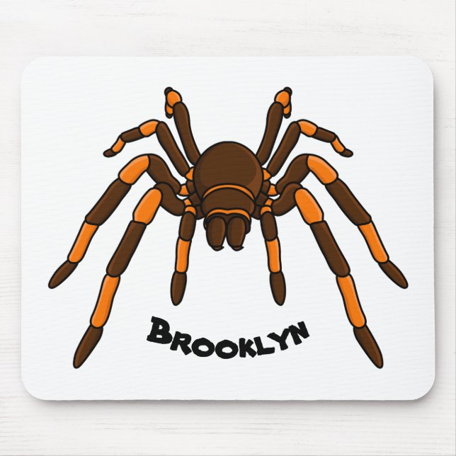 Mousepad Creepy brown and orange tarantula spider cartoon (Frente)