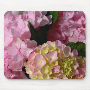 Mousepad Creme cor-de-rosa Hydrangeas amarelas cor-de-rosa 