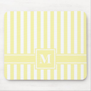Mousepad Creme Modern Stripe com Monograma