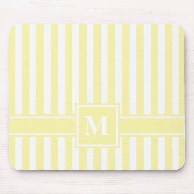 Mousepad Creme Modern Stripe com Monograma (Frente)