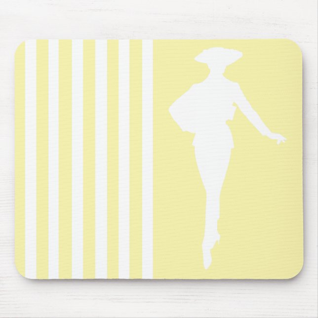 Mousepad Creme Modern Stripes com Silhouette de Moda (Frente)