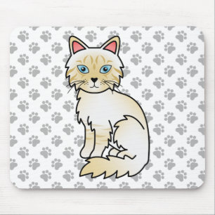 Mousepad Creme Point Tabby Birman/Ragdoll Cute Cat & Paws