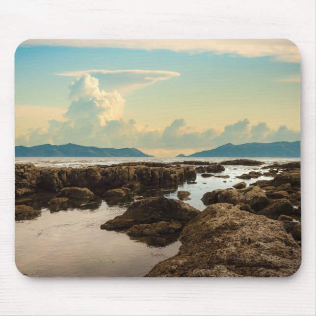 Mousepad Crepúsculo nas Piscinas de Maré na Praia de Cabril (Frente)