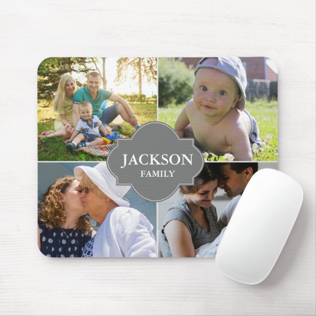 Mousepad Crescente familiar personalizada de colagem de fot (Com mouse)