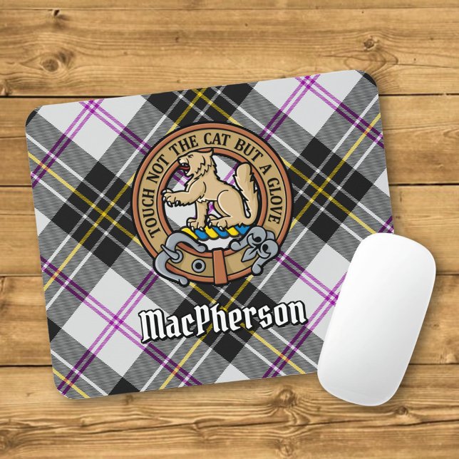 Mousepad Crest do clã MacPherson sobre tartã de gala (Criador carregado)