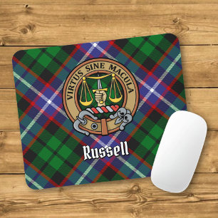 Mousepad Crest do Clã Russell sobre Tartan