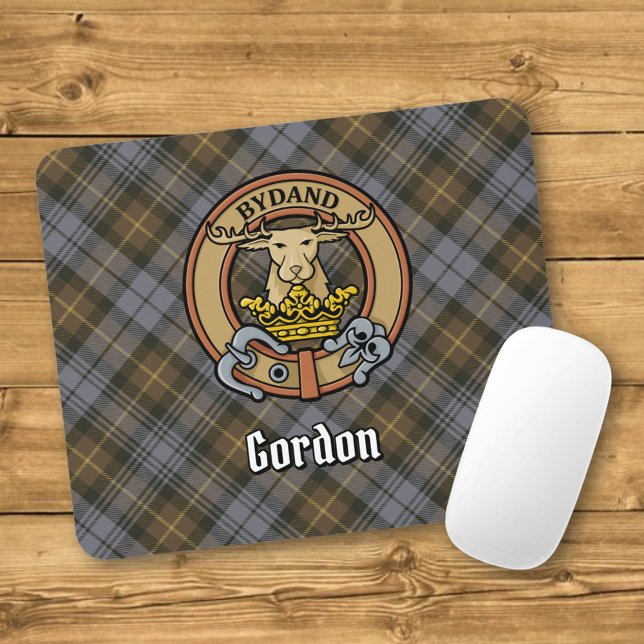 Mousepad Crestão do Clã Gordon sobre Tartã Desgastada (Criador carregado)