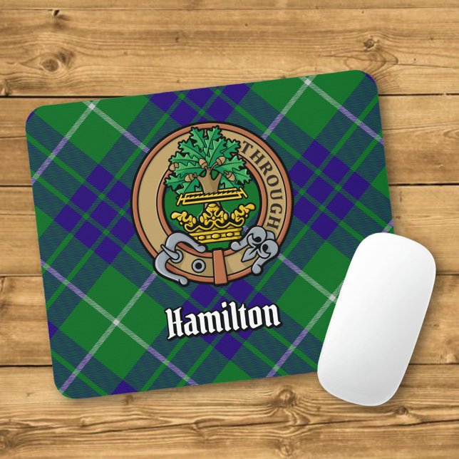 Mousepad Crestão do Clã Hamilton sobre Tartan de Caça (Criador carregado)