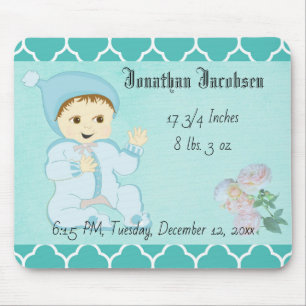 Mousepad Criança Baby Boy em azul com flores