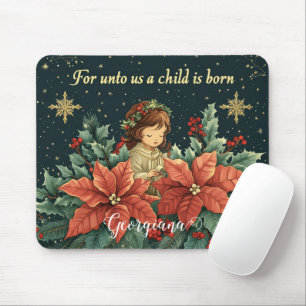 Mousepad Criança e Verso da Natividade Bíblica Personalizad
