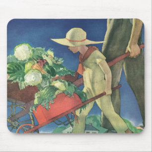 Mousepad Criança Vintage, Jardinagem Orgânica; Jardim da Vi