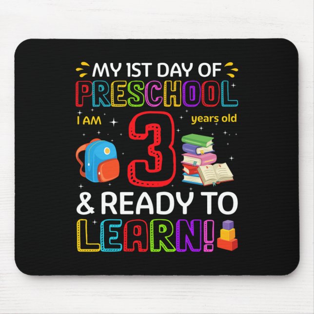 Mousepad Crianças 1rua dia de pré-escola eu tenho 3 anos e  (Frente)