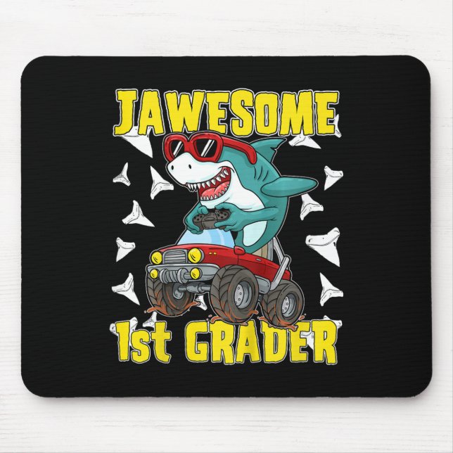 Mousepad Crianças 1rua Monster Truck Dinosaur Megalodon Sh (Frente)