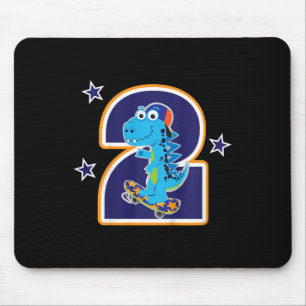 Mousepad Crianças 2º Aniversário Dinossauro Engraçado Skate