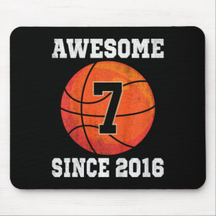 Mousepad Crianças 7 de Aniversário de Basquete com mais de 