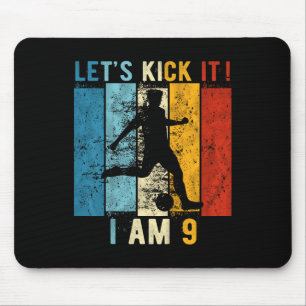 Mousepad Crianças 9º Aniversário Futebol de 9 anos Aniversá