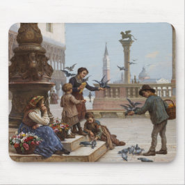 Mousepad Crianças alimentando pombos em Veneza (por Paolett