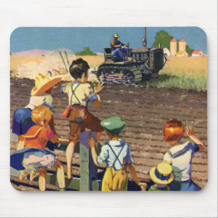 Mousepad Crianças Antigas Acenando para Fazendeiro Local em
