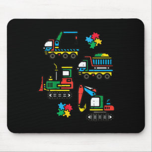Mousepad Crianças Autismo Construção de Caminhões Escavato