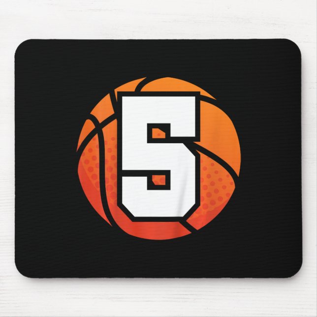 Mousepad Crianças Basquete Aniversário 5 Número Cinco Anos  (Frente)