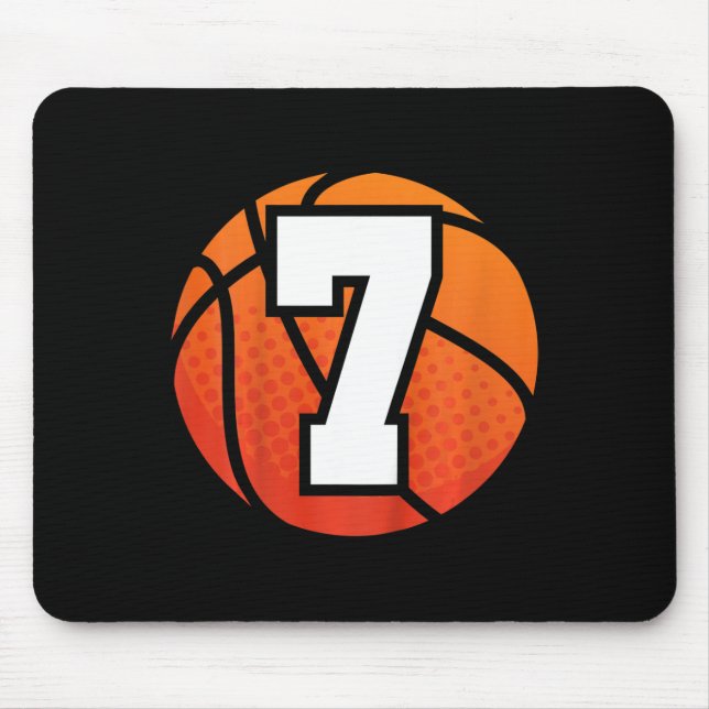 Mousepad Crianças Basquete Aniversário 7 Número Sete Anos (Frente)