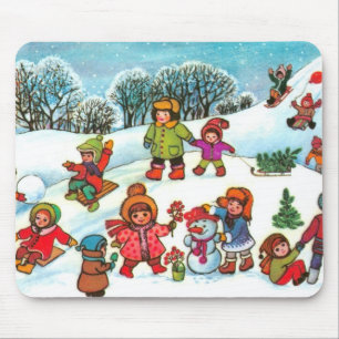 Mousepad Crianças brincando na neve