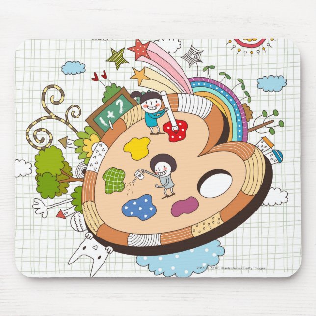 Mousepad Crianças com pincéis (Frente)