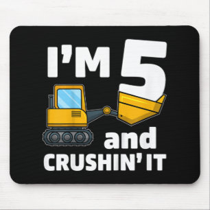 Mousepad Crianças Construção de Caminhão 5 Birthday Garoto 