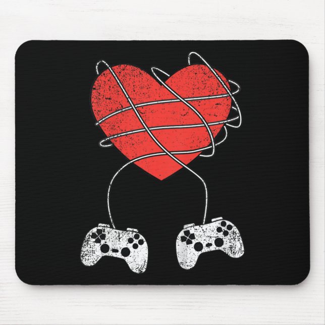 Mousepad Crianças Coração Controle de Video-game Dia dos Na (Frente)