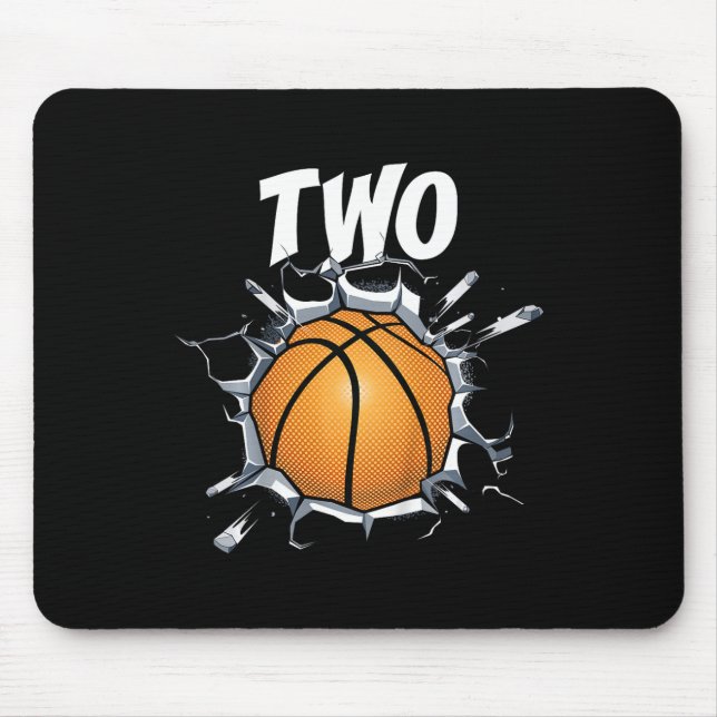 Mousepad Crianças de 2 anos Festa de aniversário de basquet (Frente)
