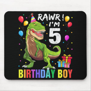 Mousepad Crianças de 5 anos 5 de aniversário Garoto T Rex D