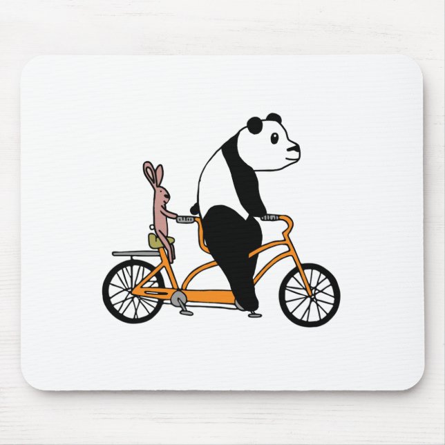 Mousepad Crianças de bicicleta de Tandem de Panda e Coelho (Frente)