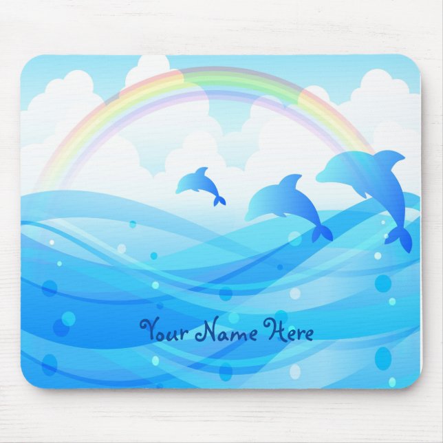 Mousepad Crianças de Golfinho e Arco-íris (Frente)