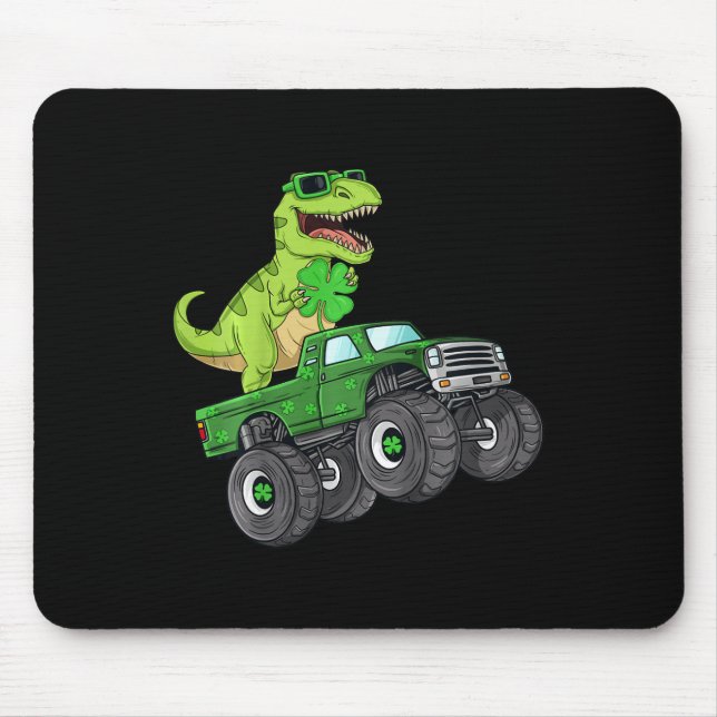 Mousepad Crianças Dia de São Patrício T Rex Monster Truck D (Frente)