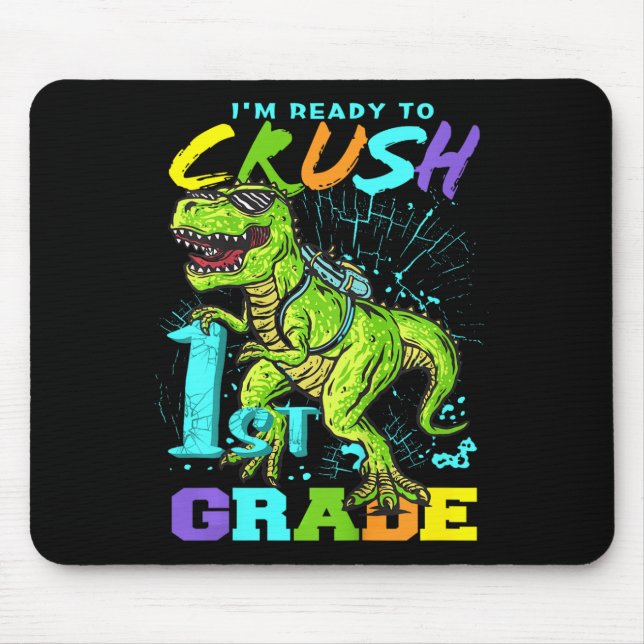 Mousepad Crianças Divertidas Primeira Classe T-Rex Tee (Frente)